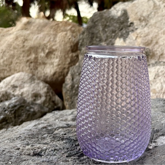 Purple Glass Bouquet Vase Lavender Honeycomb Decor Y2K Flower Accessory Birthday - Picture 8 of 13